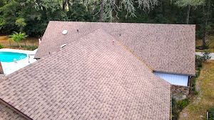 Close roof view of home, pool