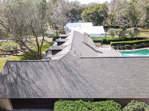 Roof level roof view, shrubs, pool